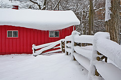 Red House covered in Snow